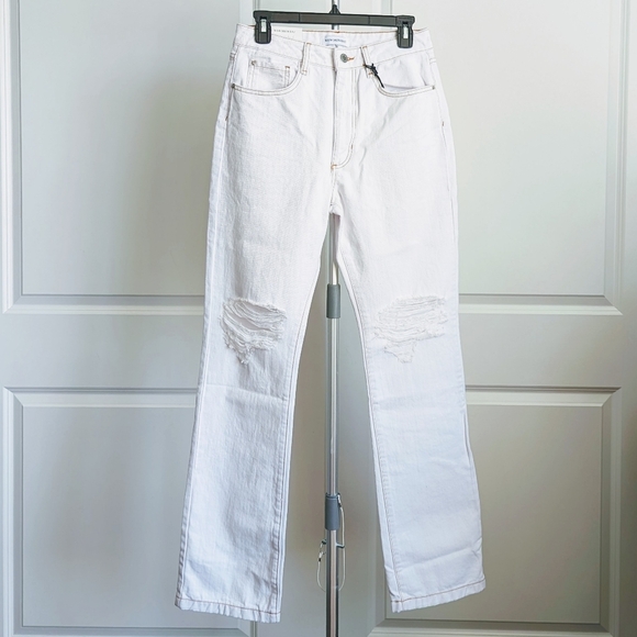 WeWoreWhat Icon Jeans High Rise 100% Cotton Non Stretch Distressed White 28 NWT - Picture 3 of 16